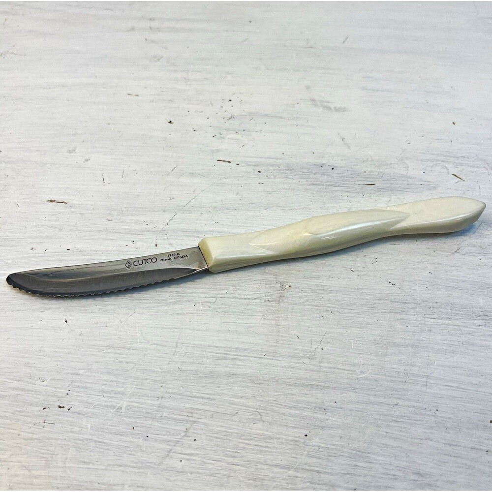 Cutco 1759 Table Steak Knife Pearl White Handle Double D Edge Made in USA